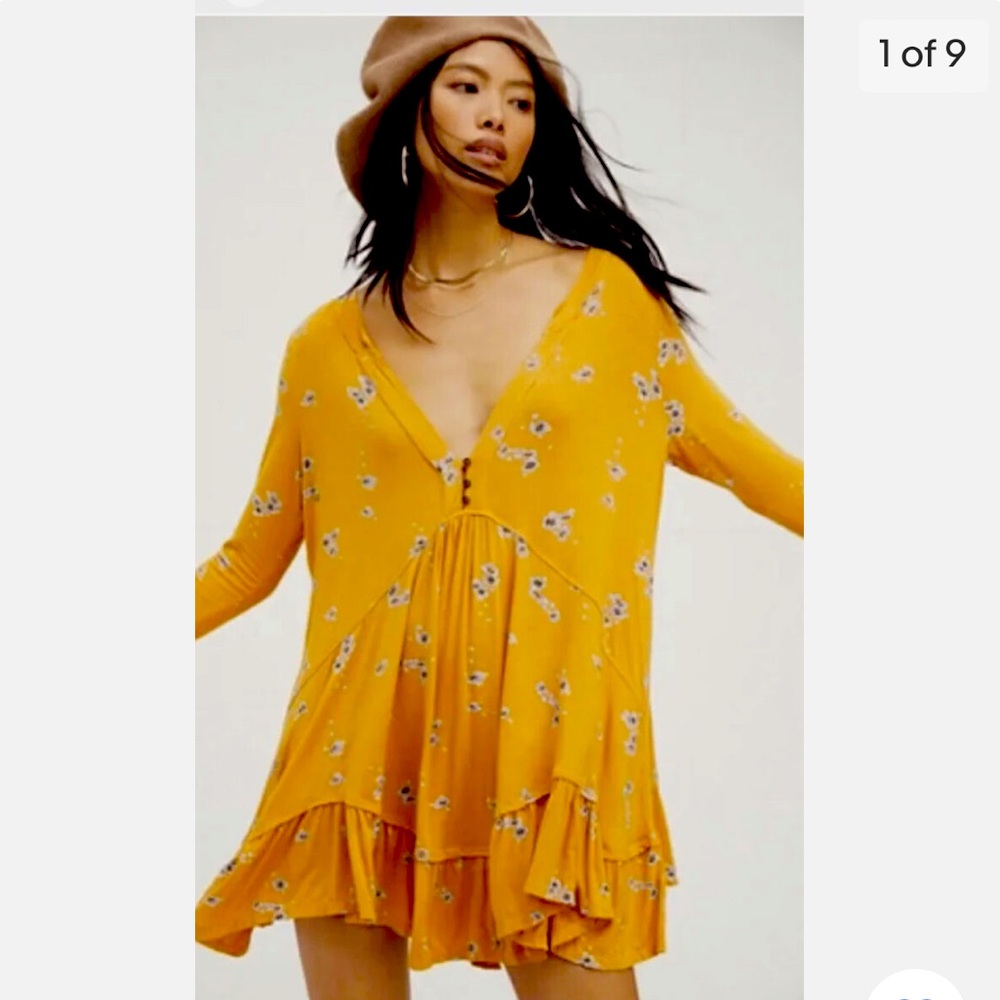 Free People Olivia Printed Marigold Tunic